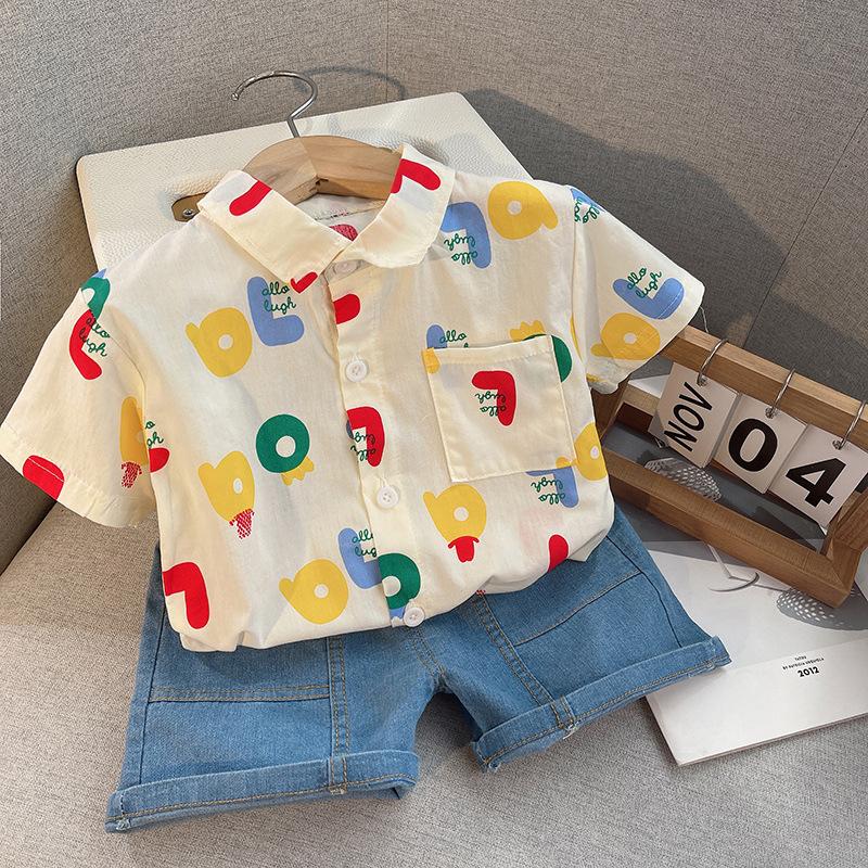 y653 - Fashionable Cartoon Short-Sleeved Shirt And Shorts - Image 1