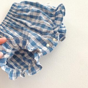 y721 - Cotton Thin Plaid Short Sleeve Shorts Set - Image 13