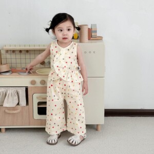 y547 - Colorful Dots Sleeveless Suit Set