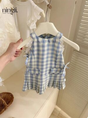 y710 - Resort Plaid Sundress - 图片 4