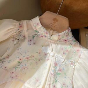 y574 - CNY Collections - Floral Puff Sleeve Dress - Image 3