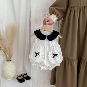y475 – Doll Collar Pockets Romper - 图片 3