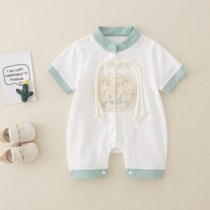 y577 - CNY Collections _ Short Sleeves Peony Embroidery Baby Jumper - 图片 2