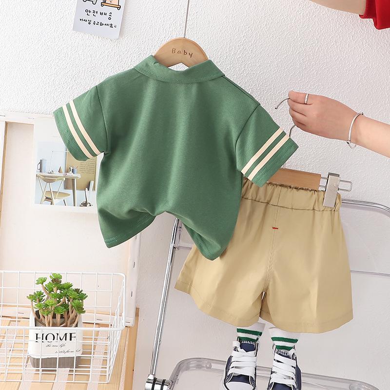 y613 - "Safe and Peaceful" Bear Polo Short Pant Set - Image 4