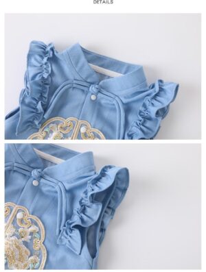 y548 - CNY Collections (Girls) _ Chinese style Embroidery Cheongsam Flying Sleeves Jumper - 图片 5