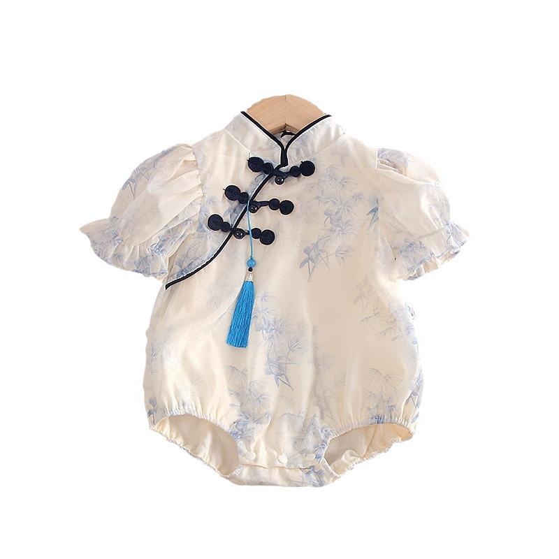 y589 - CNY Collections _ Chinese Ink Painting Puff Sleeves Romper - Image 6