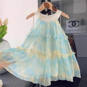 y660 - Sister Outfit - Gradient Color Sleeveless Set And Princess Dress - 图片 5