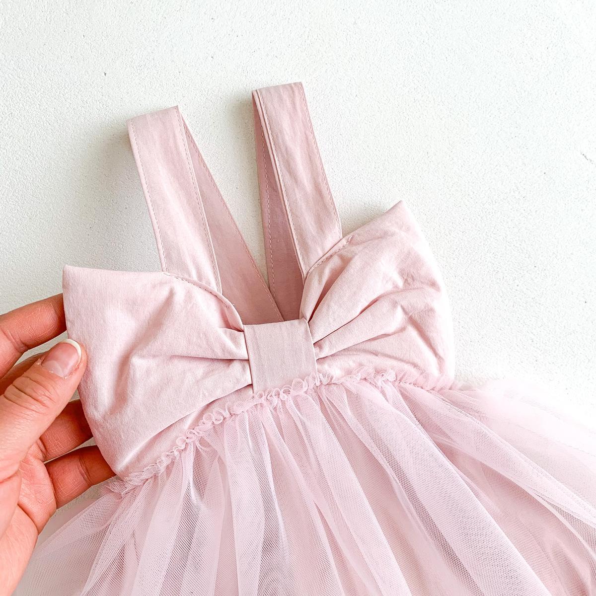 y719 - Big Bowknot Strap Romper Mesh Princess Dress - 图片 7