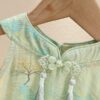 y657 - CNY Collections(Girls) _ Landscape Painting Green Romper - Image 3