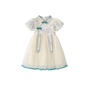 y596 - CNY Collections(Girls) _ Green & Pink Cheongsam Gauze Dress - 图片 8