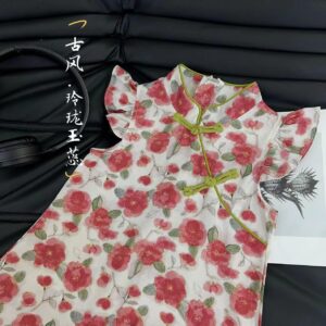 y734 - Chinese Style Rose Cheongsam Dress - 图片 4