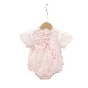 y566 - CNY Collections _ Chinese Style Beige & Pink Plum Blossom Romper - 图片 7