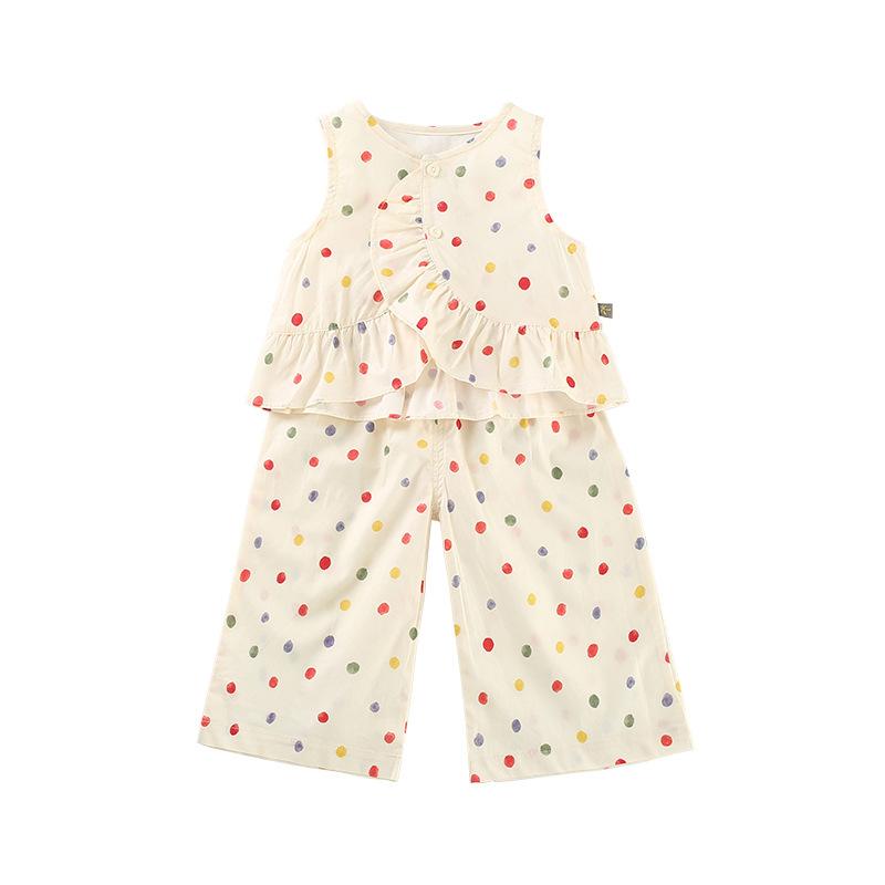 y547 - Colorful Dots Sleeveless Suit Set - 图片 3