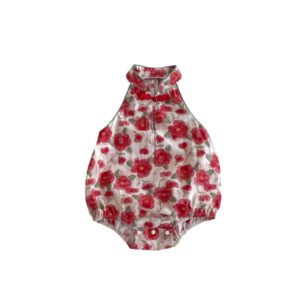 y494 - CNY Collections(Girls) _ Chinese Type Rose Romper - 图片 3