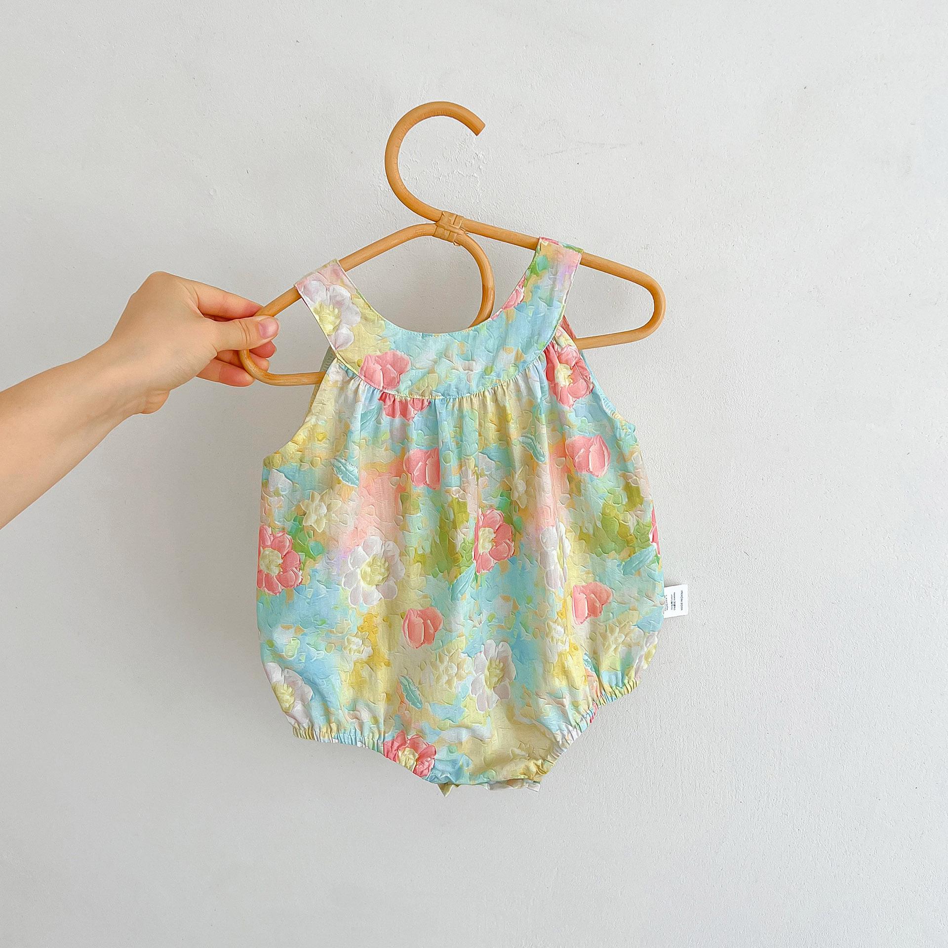 y485 - Colorful Flower Printing Romper & Dress - 图片 1