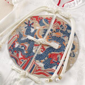y676 - CNY Collections _ Chinese Style Dragon Jumpsuit Embroidery Puff Sleeves Jumper - 图片 4