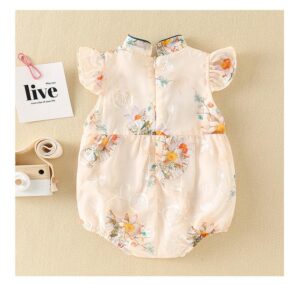 y561 - CNY Collections _ Green Plate Buckle Flower Romper & Dress - 图片 5
