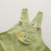 y649 - Green Pocket Dinosaur Overalls And Short Sleeve Set - Image 3