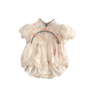 y584 - CNY Collections _ Golden Thread Embroidery Flowers Cheongsam Puff Sleeves Romper & Dress - 图片 7