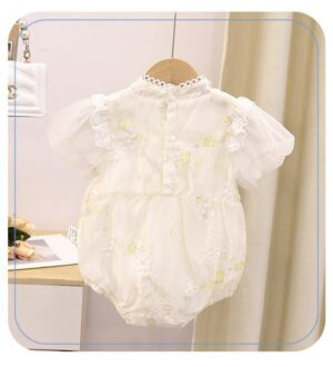 y566 - CNY Collections _ Chinese Style Beige & Pink Plum Blossom Romper - 图片 5