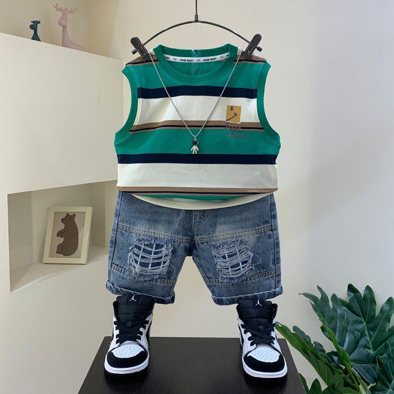 y526 - Striped Sleeveless Suit - 图片 7