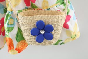 y542 - Summer Flowers Short Sleeves Dress With Bag - 图片 8