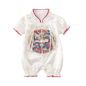 y676 - CNY Collections _ Chinese Style Dragon Jumpsuit Embroidery Puff Sleeves Jumper - 图片 6