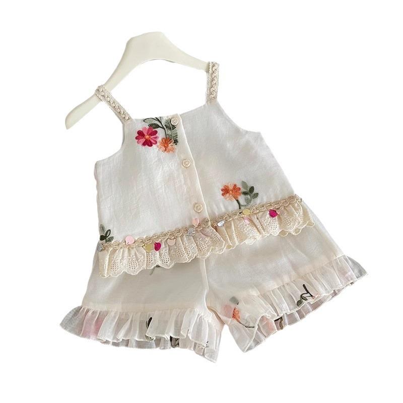 y715 - Embroidered Net Flower Suspender Set - Image 4