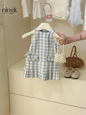 y710 - Resort Plaid Sundress - 图片 1