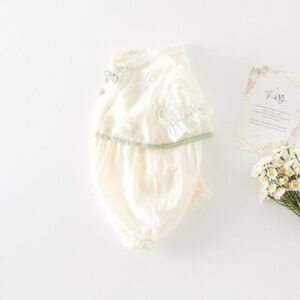 y594 - CNY Collections _ Chinese Style White Embroidery Baby Puff Sleeves Jumper - Image 2