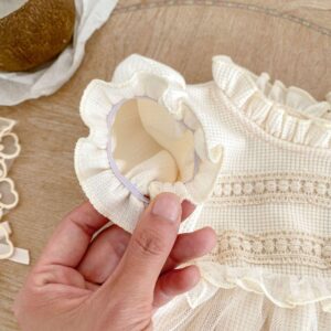 y733 - Waffle Lace Short-Sleeved Romper - 图片 7