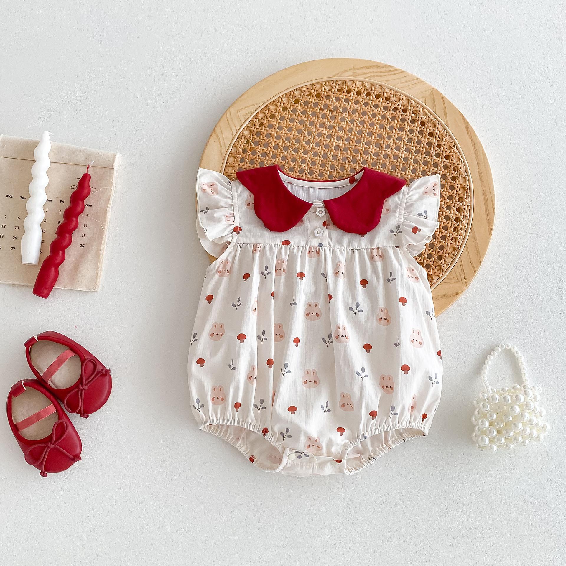y487 - Rabbit & Mushroom Flying Sleeves Romper - Image 3