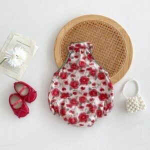 y494 - CNY Collections(Girls) _ Chinese Type Rose Romper - 图片 6