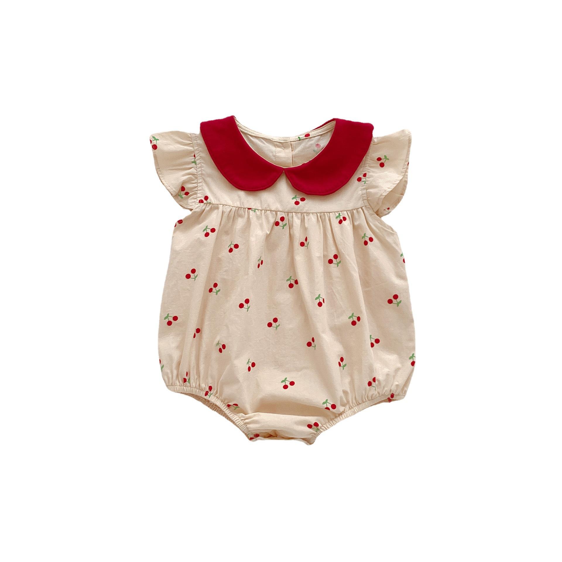 y479 – CNY Collections(Girls) _ Doll Collar Cherry Romper - 图片 5