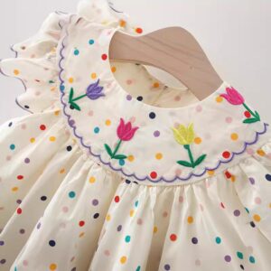 y501 - Tulip Colorful Polka Dots Flying Sleeves Dress - 图片 3