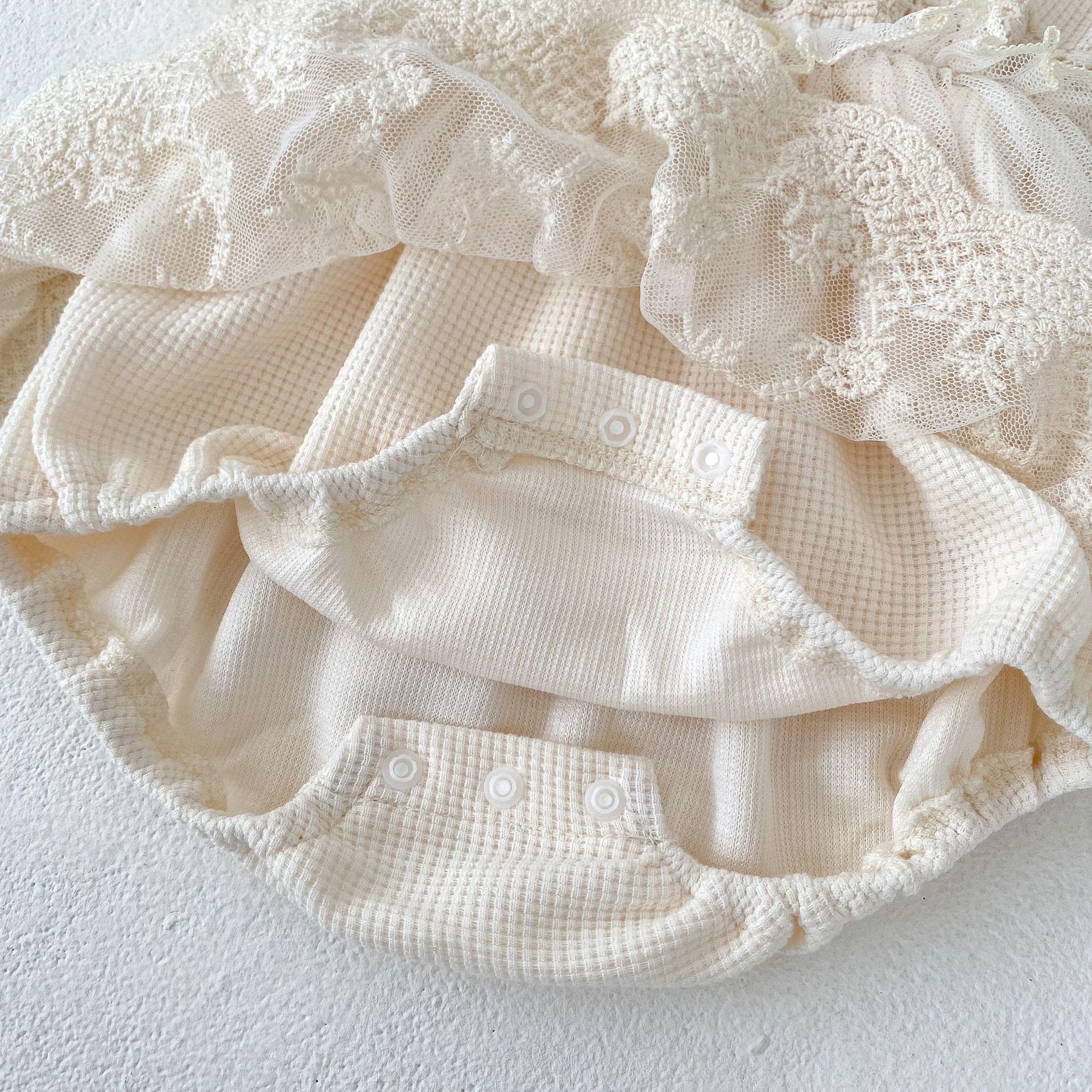 y733 - Waffle Lace Short-Sleeved Romper - Image 13