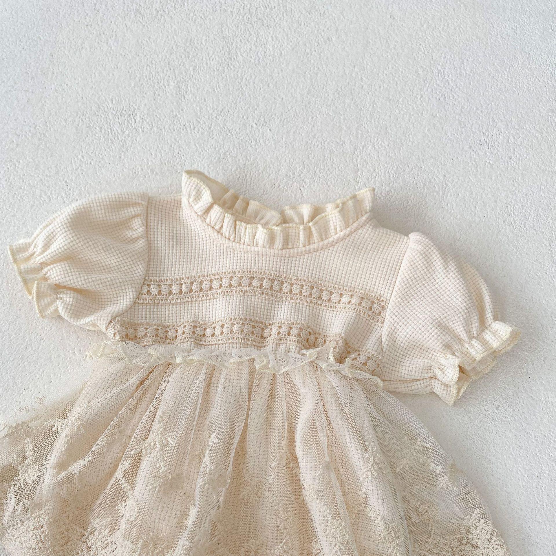 y733 - Waffle Lace Short-Sleeved Romper - Image 8