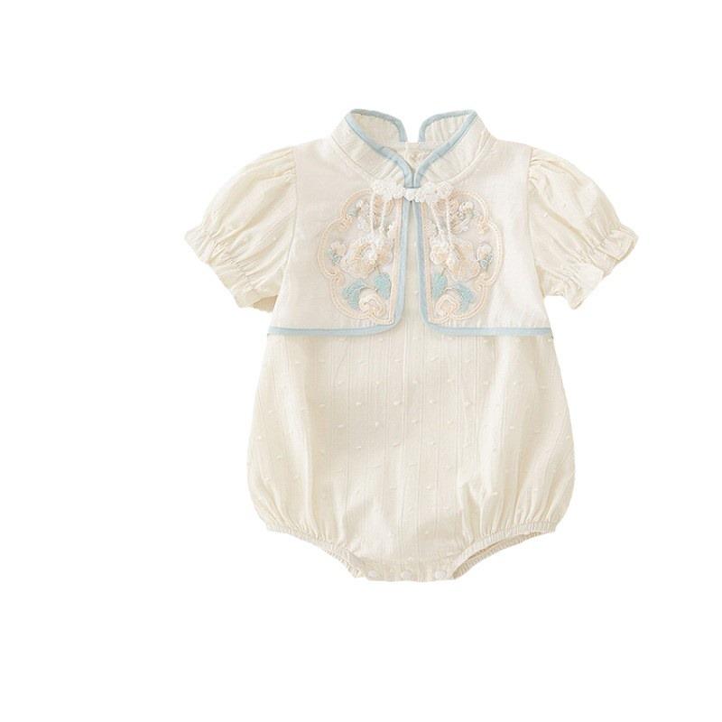 y573 - CNY Collections _ Chinese Style Peony Puff Sleeves Romper - Image 6