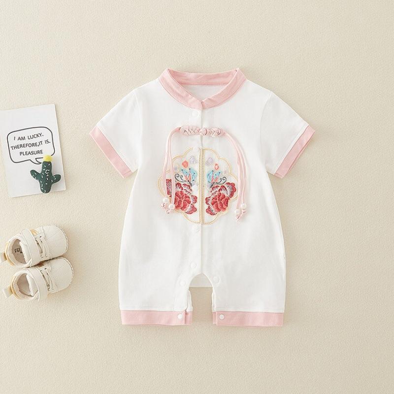 y577 - CNY Collections _ Short Sleeves Peony Embroidery Baby Jumper - Image 3