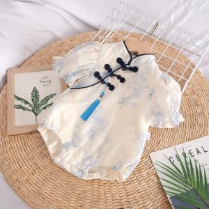 y589 - CNY Collections _ Chinese Ink Painting Puff Sleeves Romper - 图片 2