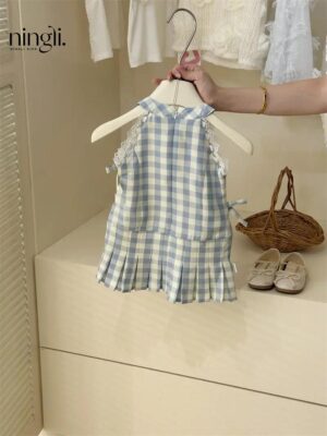 y710 - Resort Plaid Sundress - 图片 3