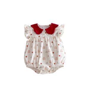 y487 - Rabbit & Mushroom Flying Sleeves Romper - 图片 7