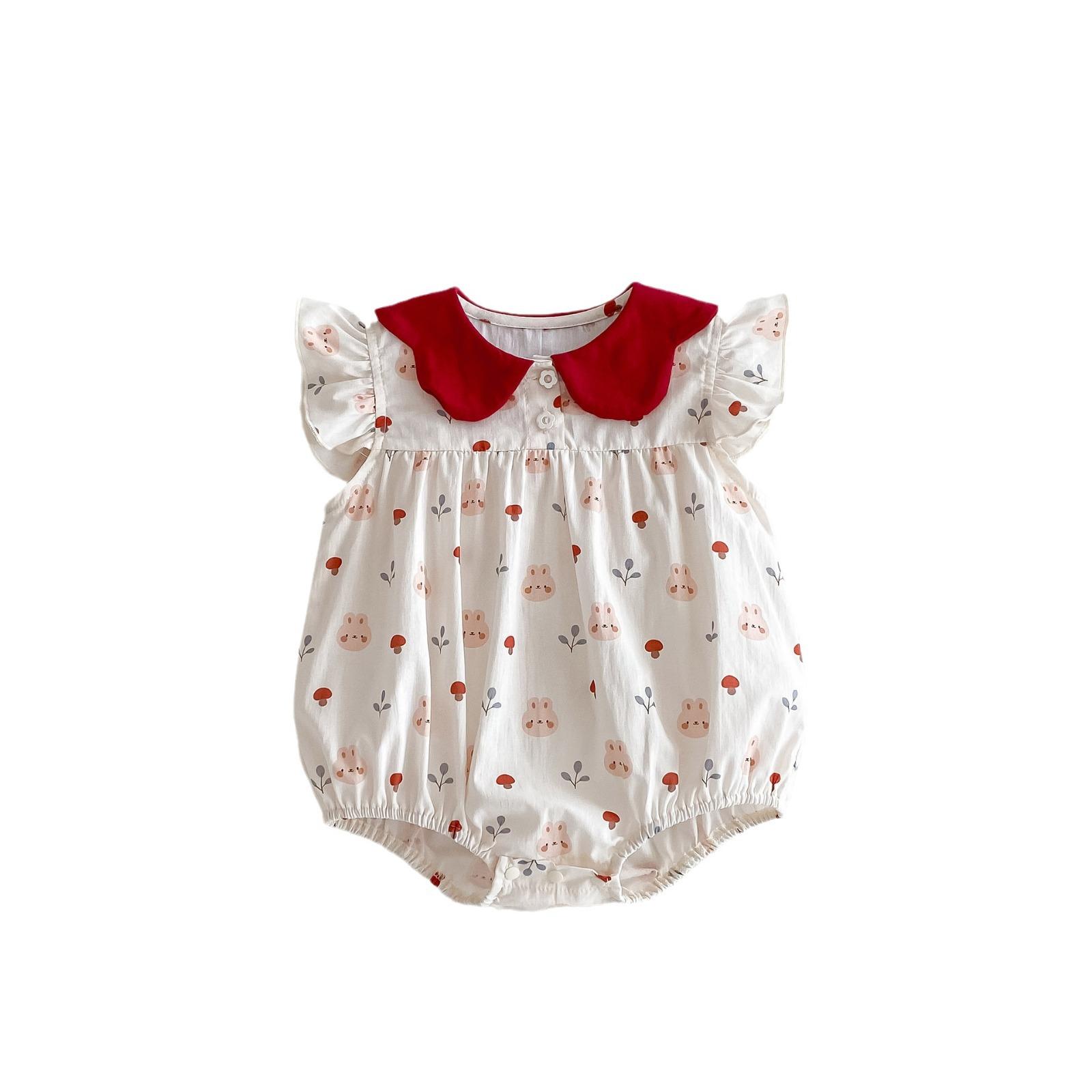 y487 - Rabbit & Mushroom Flying Sleeves Romper - Image 7