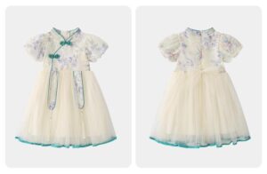 y596 - CNY Collections(Girls) _ Green & Pink Cheongsam Gauze Dress - 图片 6