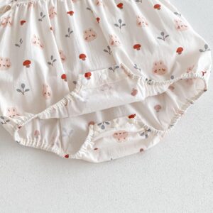 y487 - Rabbit & Mushroom Flying Sleeves Romper - 图片 6