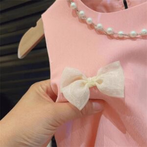 y629 - Sister Outfit - Bow Flower Petal Skirt and Sleeveless Vest Shorts Set - 图片 6