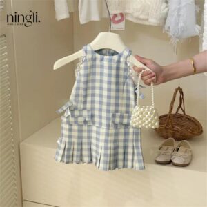 y710 - Resort Plaid Sundress - 图片 2