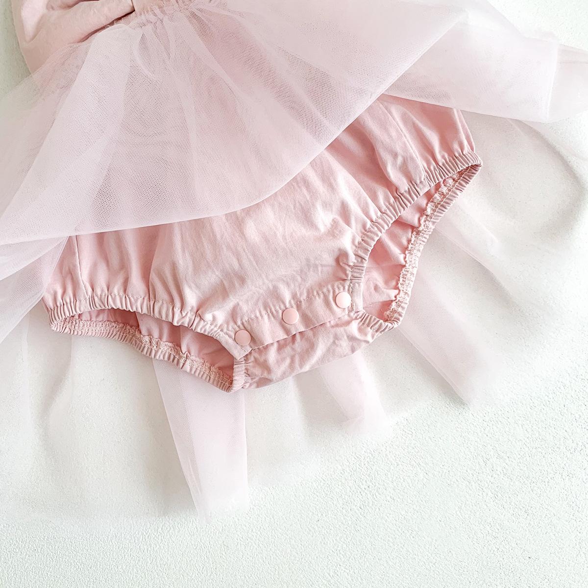 y719 - Big Bowknot Strap Romper Mesh Princess Dress - 图片 8