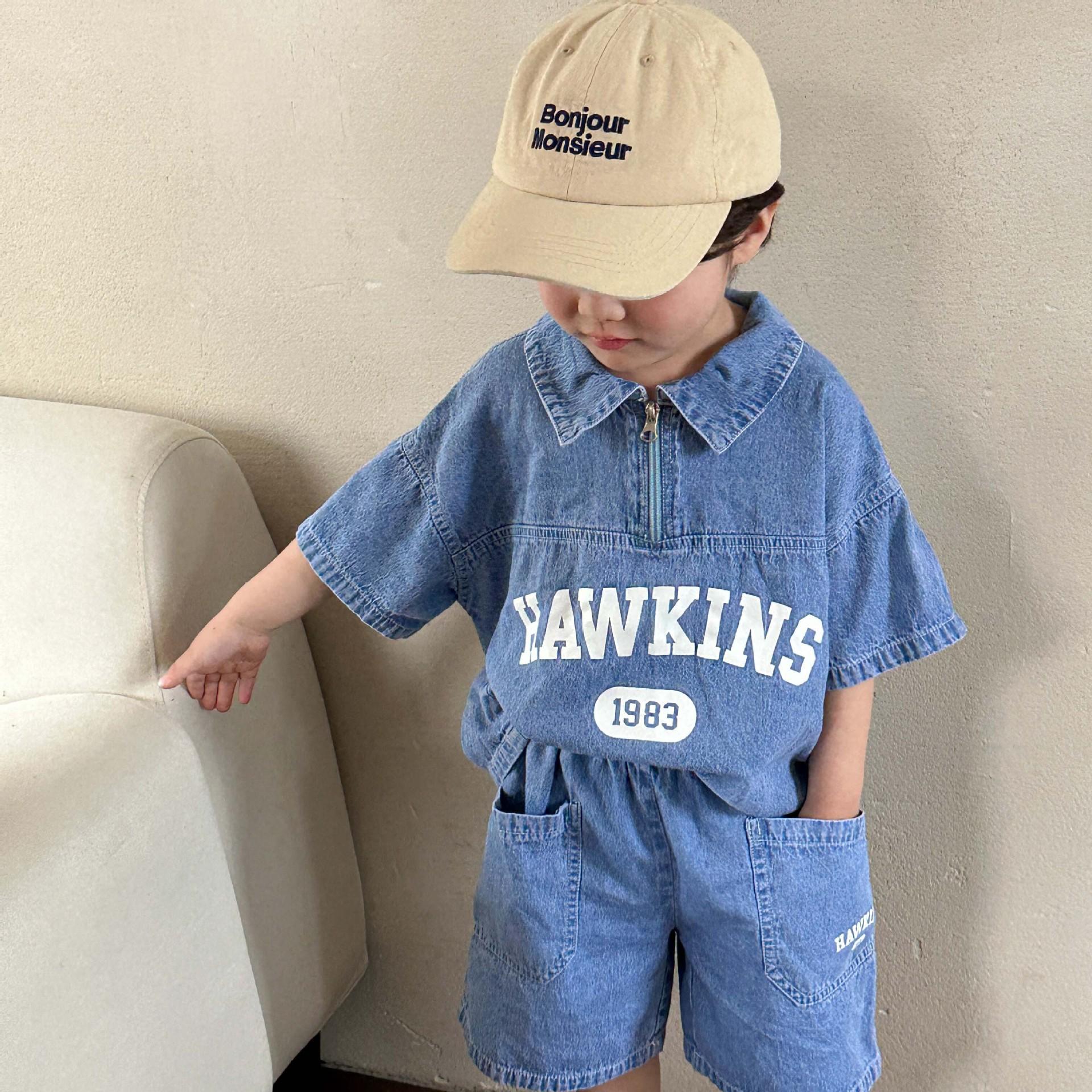 y593 - Casual Short-Sleeved Denim Suit - Image 1