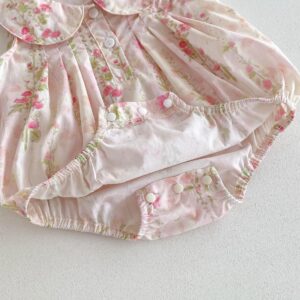 y495 - Doll Collar Pink Rose Romper - Image 5